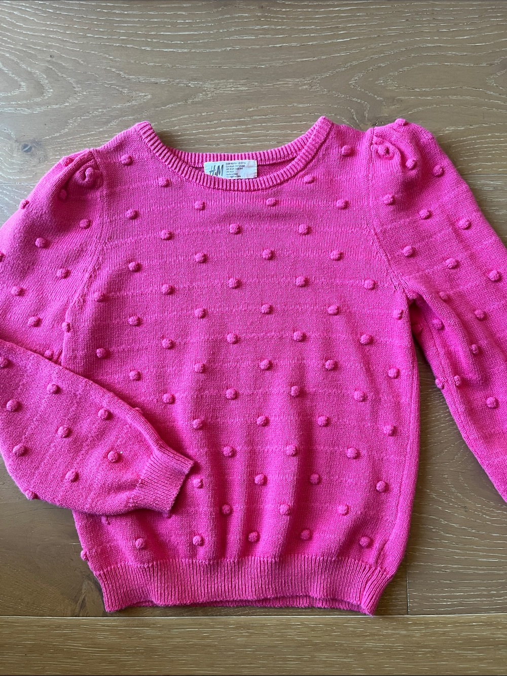 H&M Hot Pink Pom-Pom Crewneck Sweater